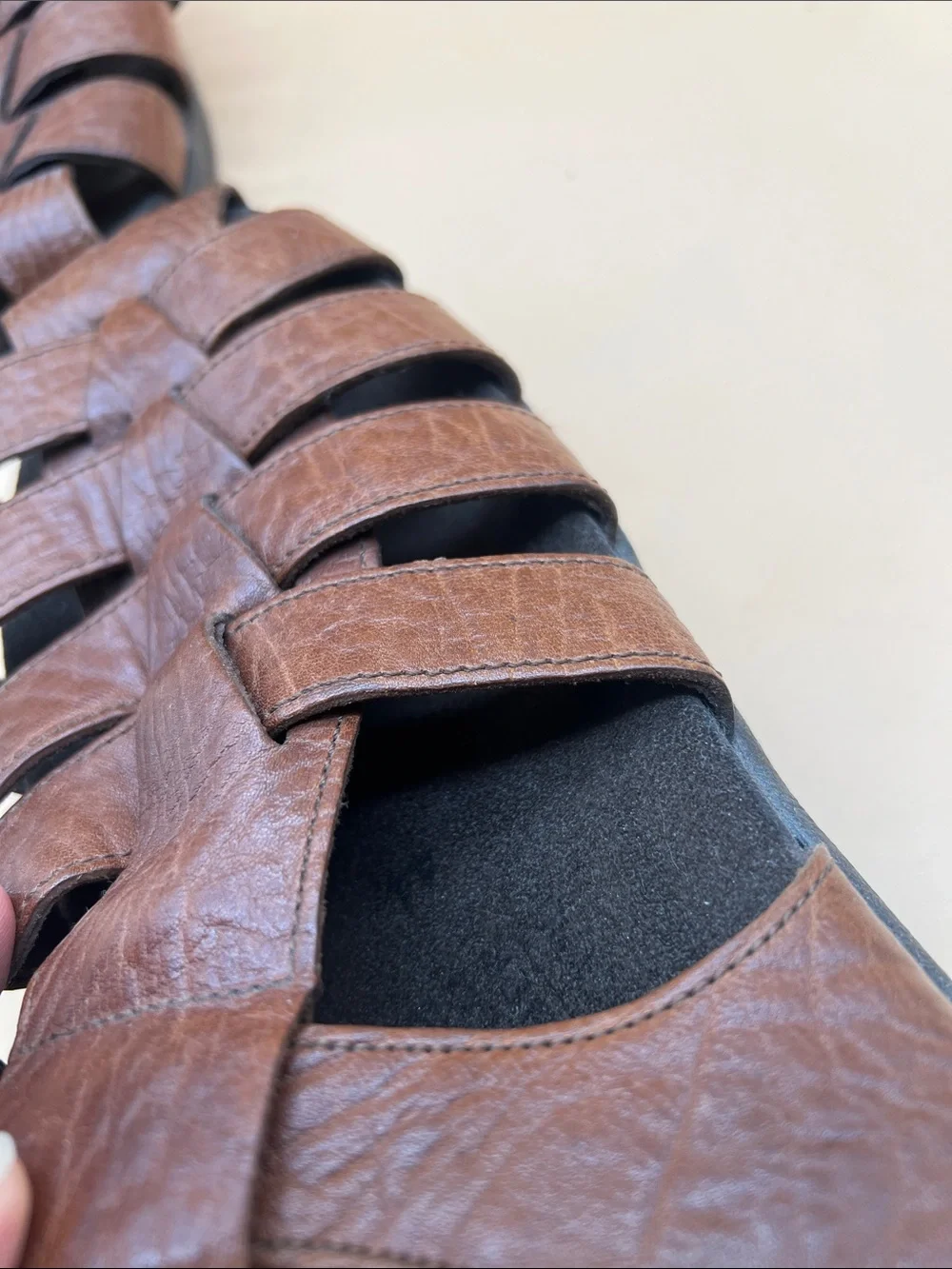 Mephisto Brown Leather Fisherman Sandals Men’s EU 44 US 10.5-11 Made in Portugal